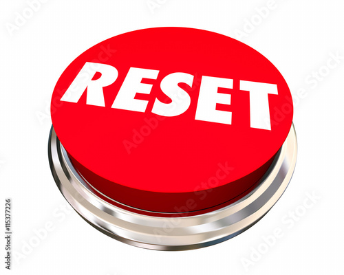 Canvastavla Reset Start Over Fresh Change New Beginning Button 3d Illustrati
