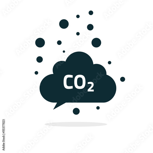 co2 emissions icon cloud vector flat, carbon dioxide emits symbol, smog pollution concept, smoke pollutant damage, contamination bubbles, garbage label, combustion products isolated modern design sign