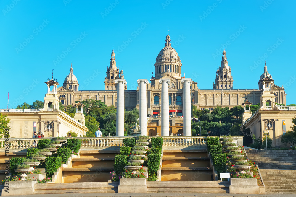 National Palace on Montjuic hill in Barcelona of Spain