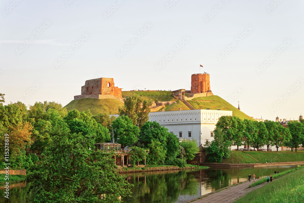 Upper Castle and waterfront at the Neris River