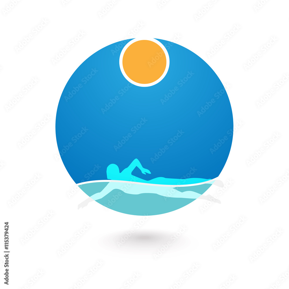 Swimmer Logo Design Element. - obrazy, fototapety, plakaty 