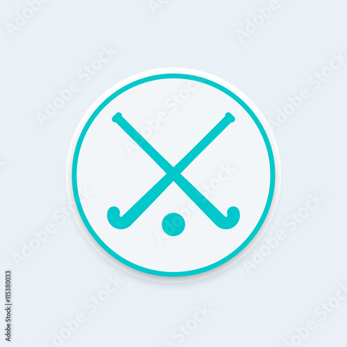 Field Hockey icon, round pictogram, vector illustration