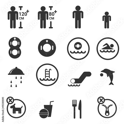 water park icon silhouette vector set