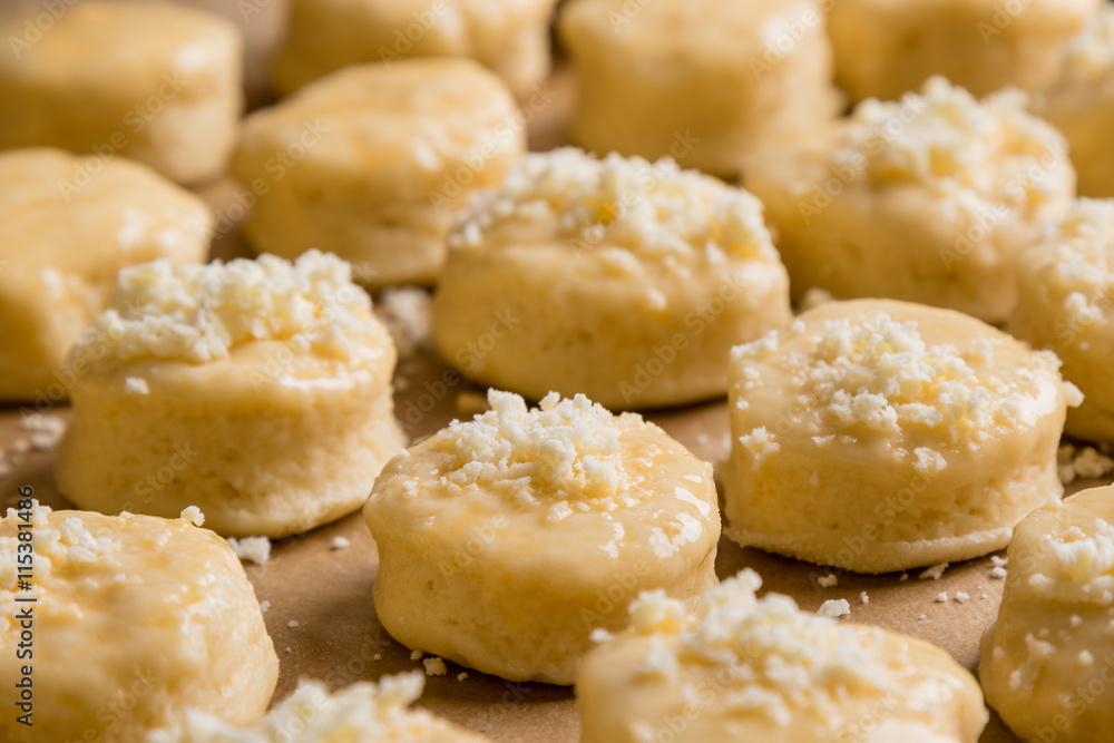 raw scones on table raw scones on table