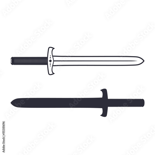 medieval sword on white