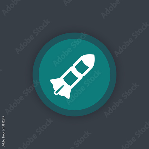 Rocket flat icon, missile sign, vector illustration