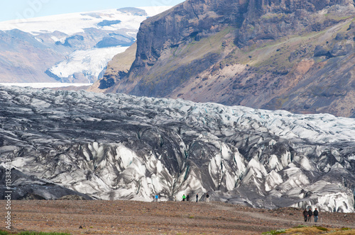 Iceland: vista del ghiacciaio Skaftafell il 19 agosto 2010. Il ghiacciaio Skaftafell è uno sperone della calotta di ghiaccio Vatnajokull, la più grande e più voluminosa calotta di ghiaccio in Islanda