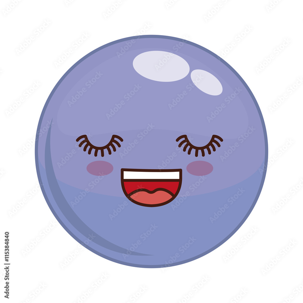 Obraz premium Cartoon design represented by kawaii expression face icon. Colorfull and isolated illustration. Purple sphere