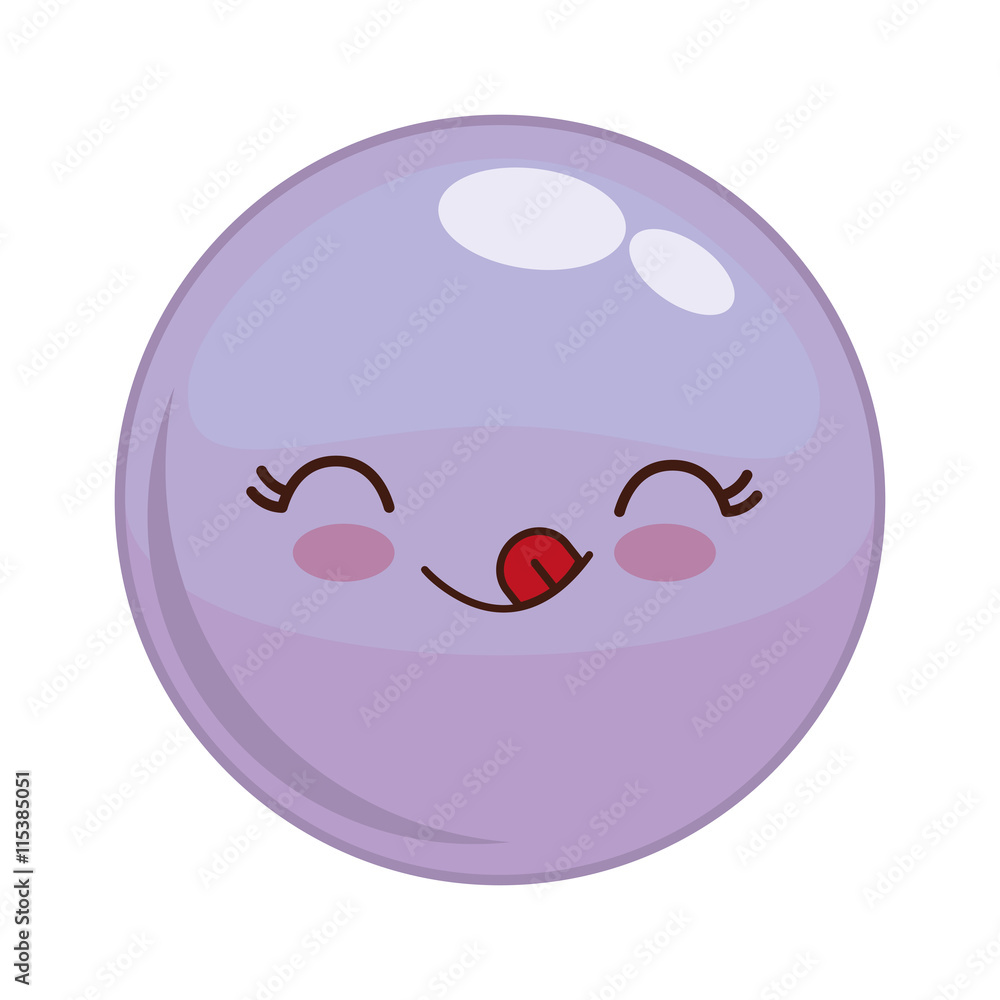 Cartoon design represented by kawaii expression face icon. Colorfull and isolated illustration. Purple sphere Cartoon design represented by kawaii expression face icon. Colorfull and isolated illustration. Purple sphere