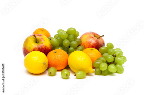 fresh juicy fruits isolated on white background