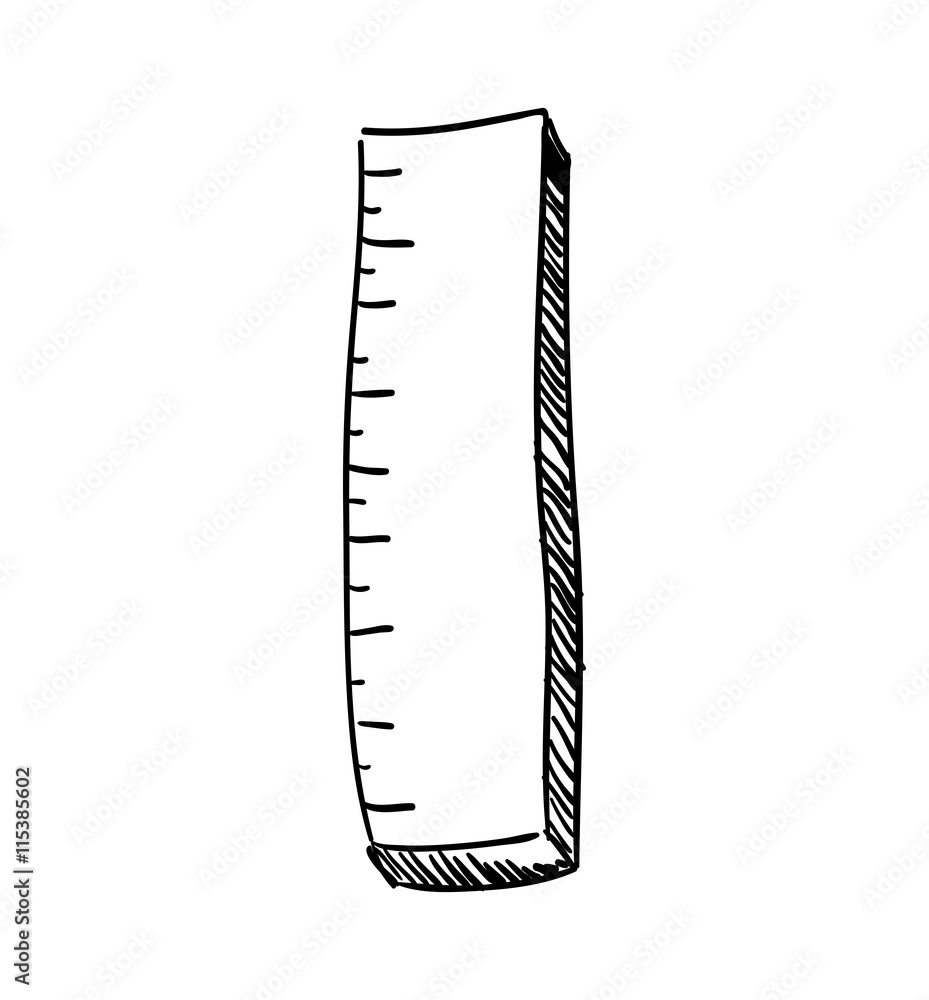 Instrument, creative and school supply concept represented by ruler icon. Isolated and sketch illustration.