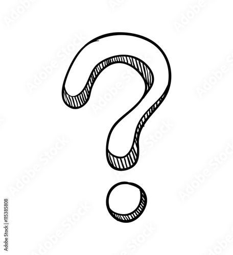 Text concept represented by question icon. Isolated and sketch illustration.
