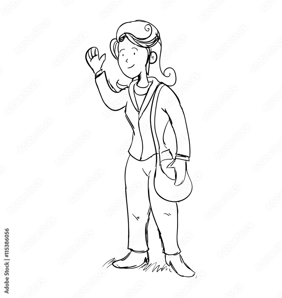 Person and cartoon concept represented by man icon. Isolated and sketch illustration 