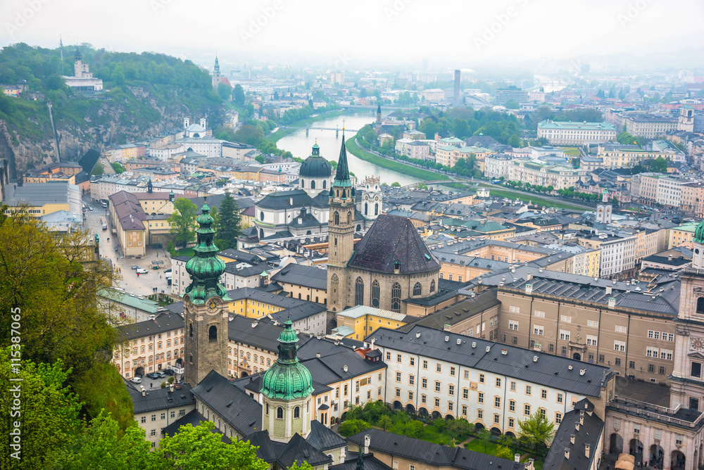 View of Salzburg from Hohensalzburg fortress 