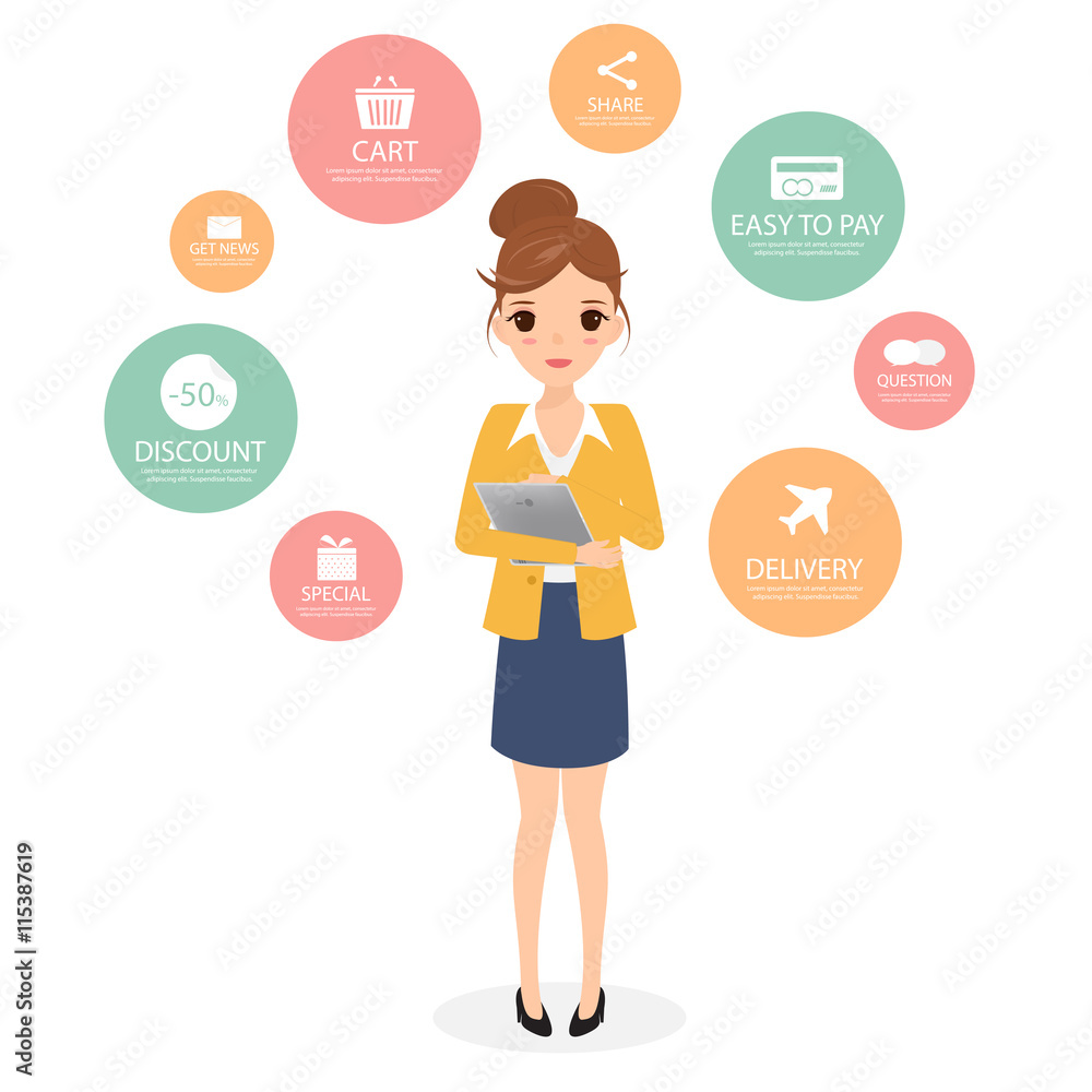 Woman shopping online with smartphone. Online marketting. Woman shopping online with smartphone. Online marketting.
