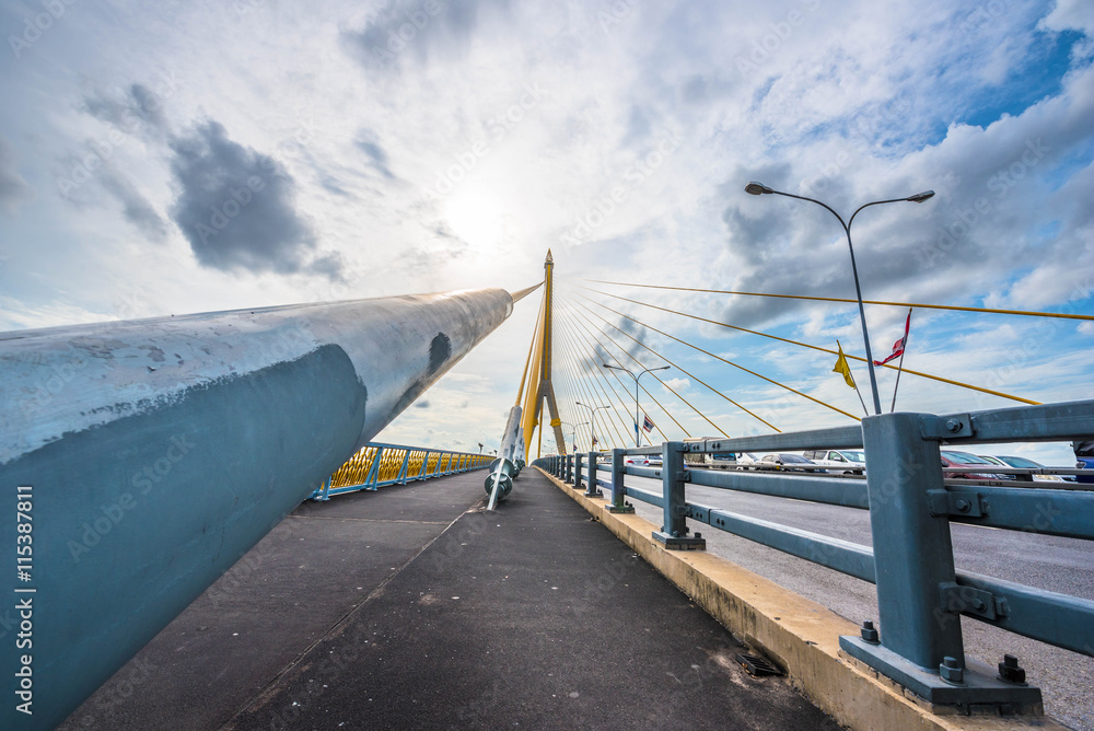 Mega sling Bridge,Rama 8 Bridge with nice sky background, Bangkok Thailand Mega sling Bridge,Rama 8 Bridge with nice sky background, Bangkok Thailand