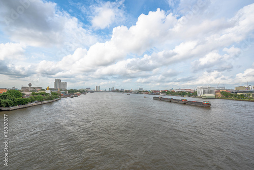 Wallpaper Mural Tugboat towing freighter in Chao Praya River - Bangkok Thailand Torontodigital.ca