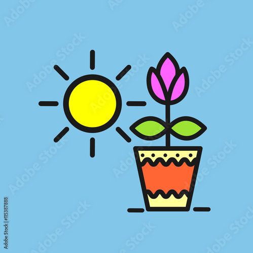 Flower in a pot. Potted plants. Vector icon.