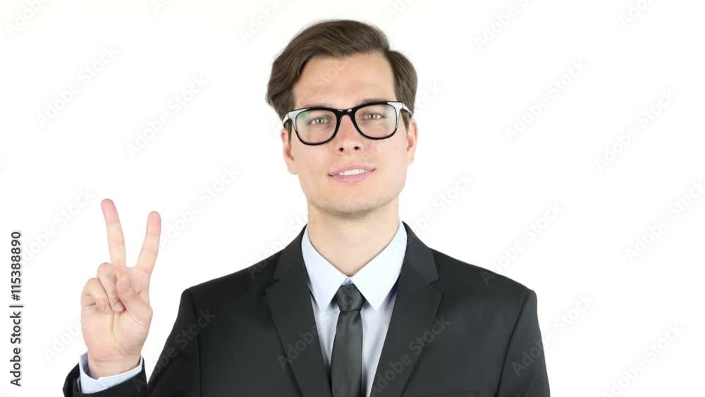 employer satisfied with his profit, income, earnings, Victory Sign employer satisfied with his profit, income, earnings, Victory Sign