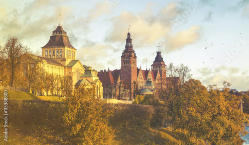 Panorama of Old Town in Szczecin Poland  