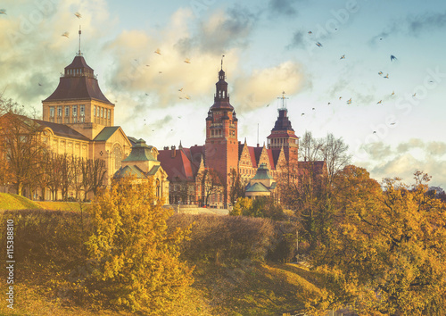 Panorama of Old Town in Szczecin,Poland 