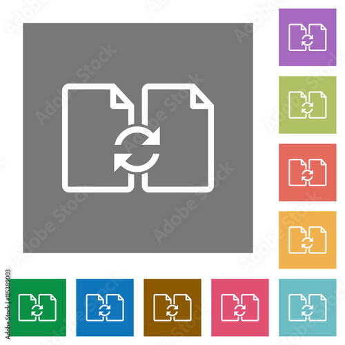 Swap documents square flat icons