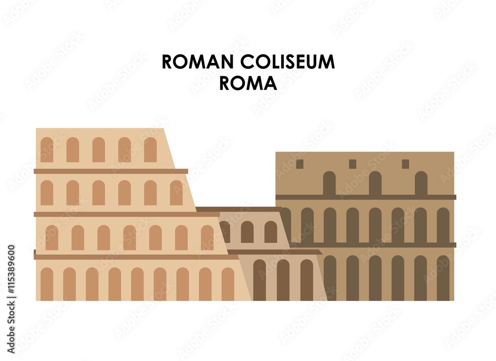 Roman coliseum icon. Italy culture design. Vector graphic