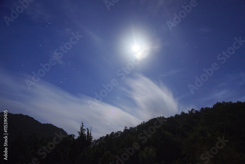 The mountains under the night