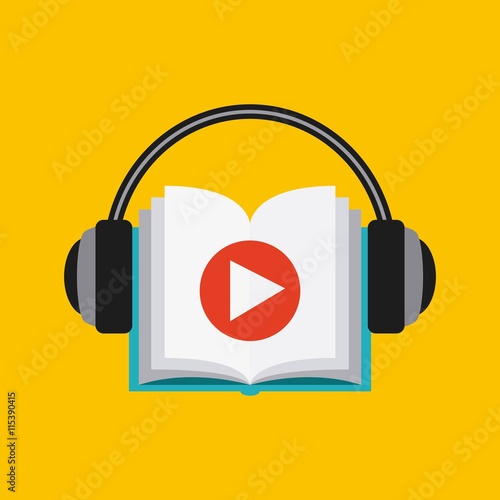 Book and Headphone icon. Audiobooks design. Vector graphic