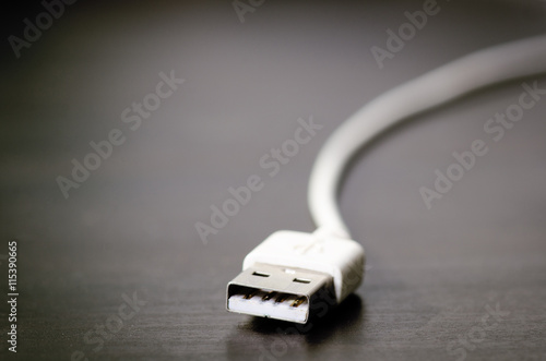 Usb, jack, charger cables on a dark background.Cable connector. Technology. 
