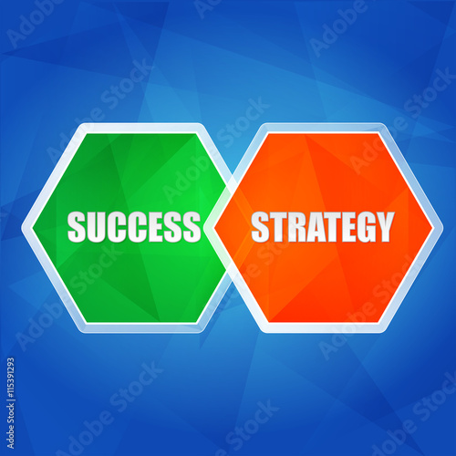 success and strategy in hexagons, flat design, vector