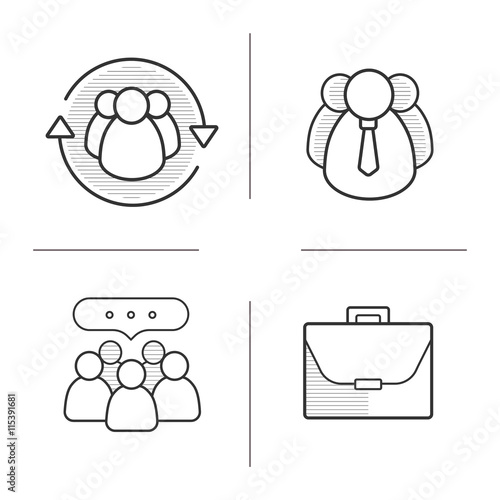 Business concepts linear icons set