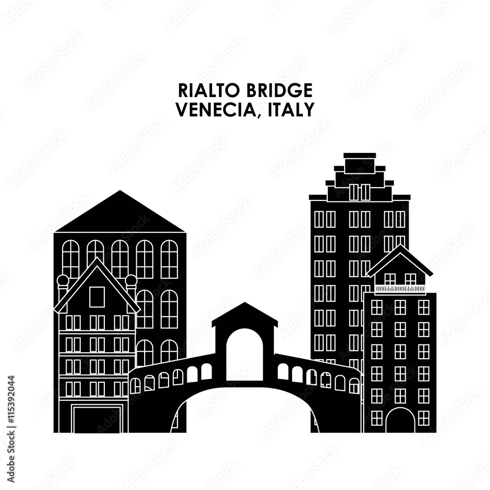 Rialto bridge icon. Italy culture design. Vector graphic