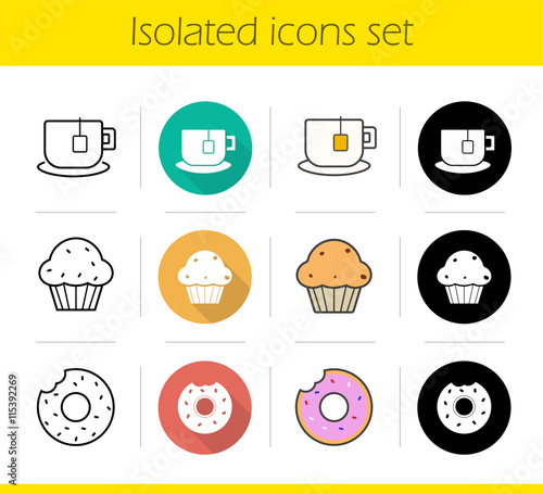 Tea icons set