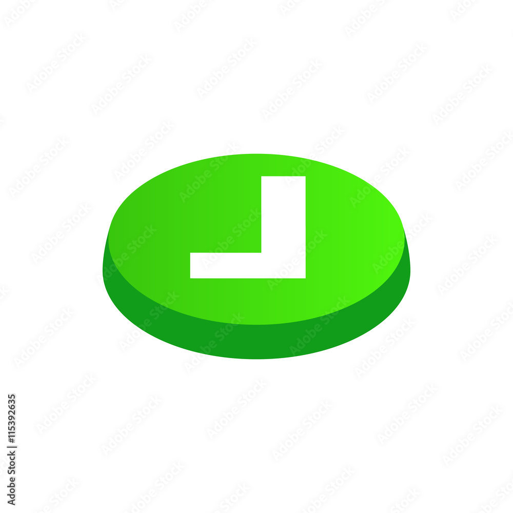 Confirmation button icon in isometric 3d style isolated on white background. Choice of action symbol Confirmation button icon in isometric 3d style isolated on white background. Choice of action symbol