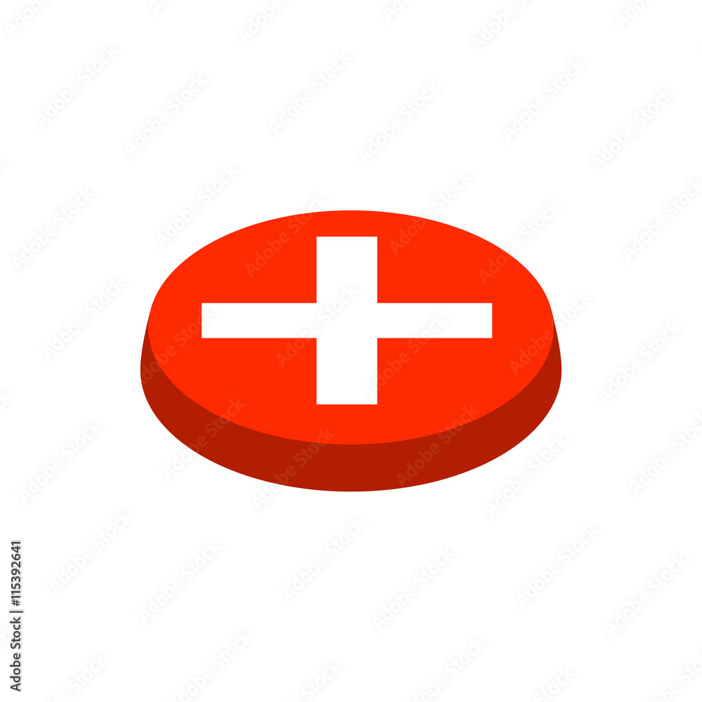 Cancel button icon in isometric 3d style isolated on white background. Choice of action symbol Cancel button icon in isometric 3d style isolated on white background. Choice of action symbol