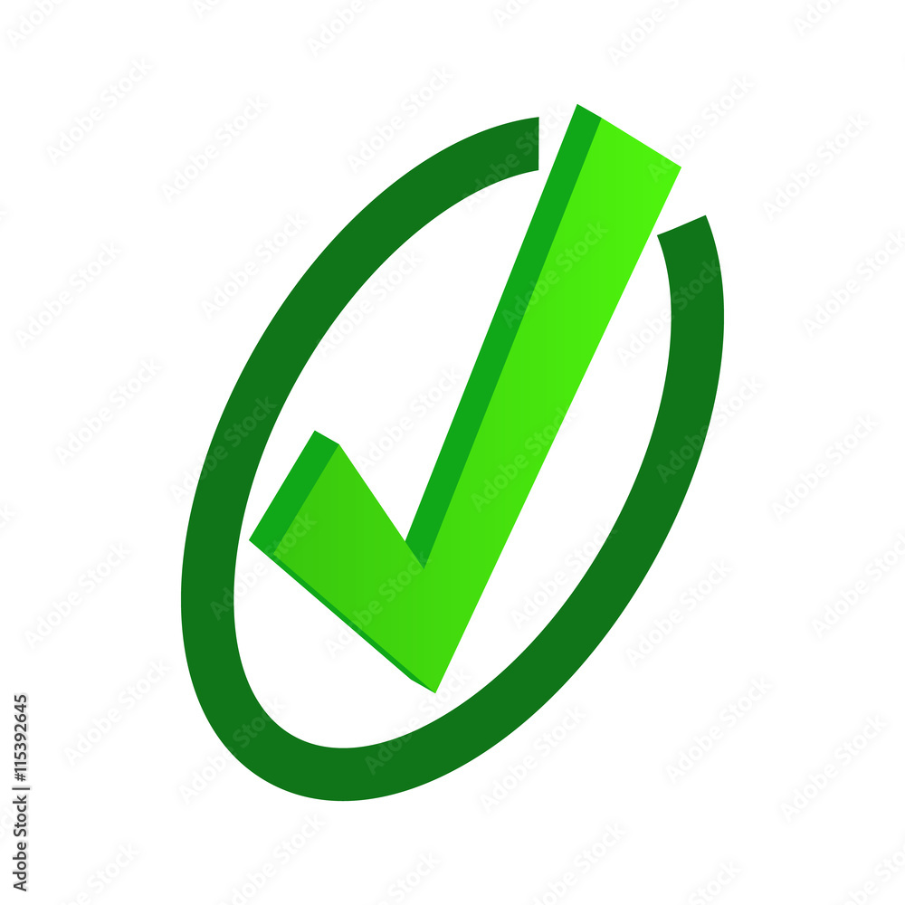 Tick icon in isometric 3d style isolated on white background. Choice of action symbol Tick icon in isometric 3d style isolated on white background. Choice of action symbol