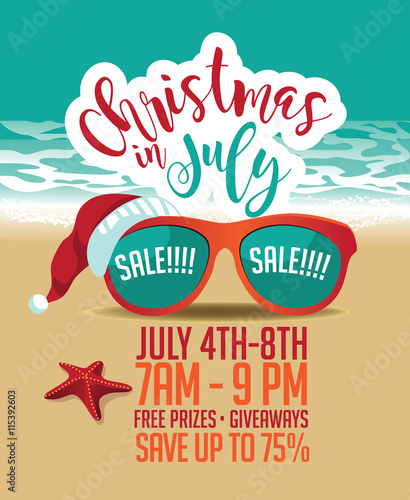 Christmas in July sale marketing template. EPS 10 vector.