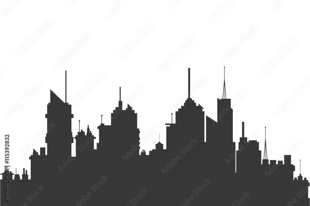 flat design city skyline silhouette icon vector illustration