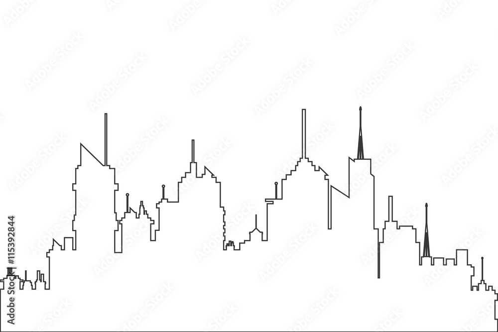flat design city skyline outline icon vector illustration