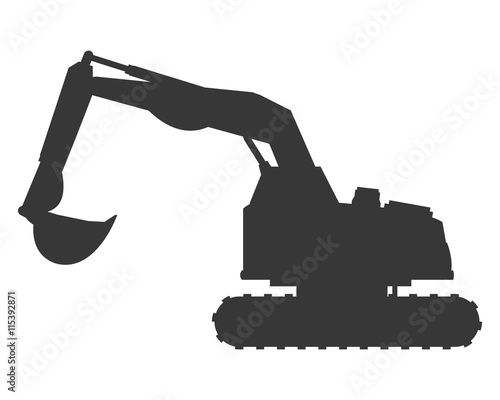 flat design backhoe machine icon vector illustration