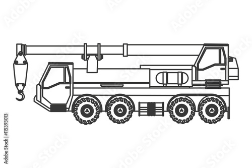 flat design truck crane icon vector illustration