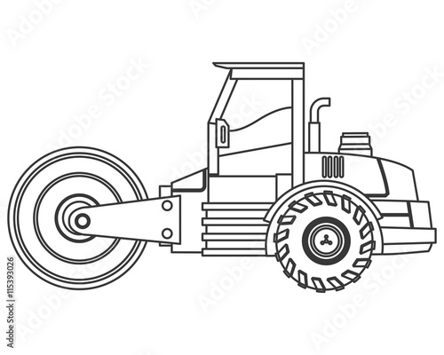 flat design steamroller machine icon vector illustration