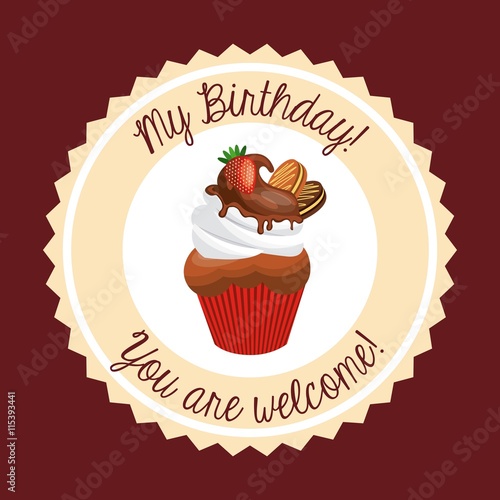 Cupcake icon. Happy Birthday design. Vector graphic.