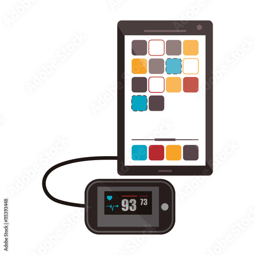 flat design modern cellphone with heartrate monitor icon vector illustration