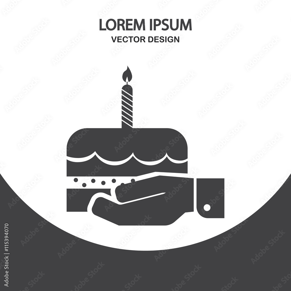 Obraz premium Holiday cake on a hand icon on the background