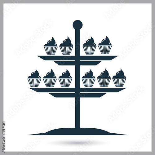 Cupcakes on a stand icon on the background