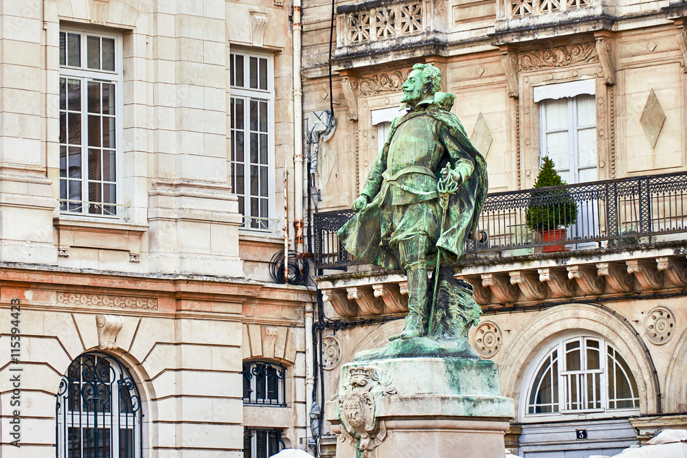 La Rochelle, France - August 24, 2015: Facade in the historic part of La Rochelle, France La Rochelle, France - August 24, 2015: Facade in the historic part of La Rochelle, France