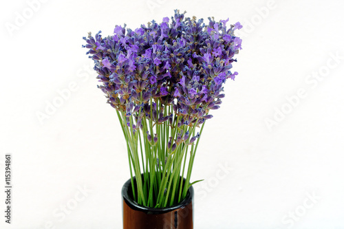 Lavender in a black vase