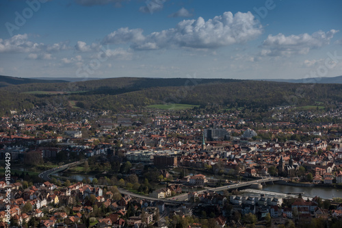 Fototapeta Naklejka Na Ścianę i Meble -  City Hamelin from aerial viewpoint ,Germany